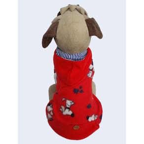 Blusa Pet Vermelha Cachorrinhos Com Capuz Dupla Face Tam. Pp