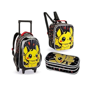 Kit Mochila Escolar Rodinhas + Lancheira + Estojo Dragão