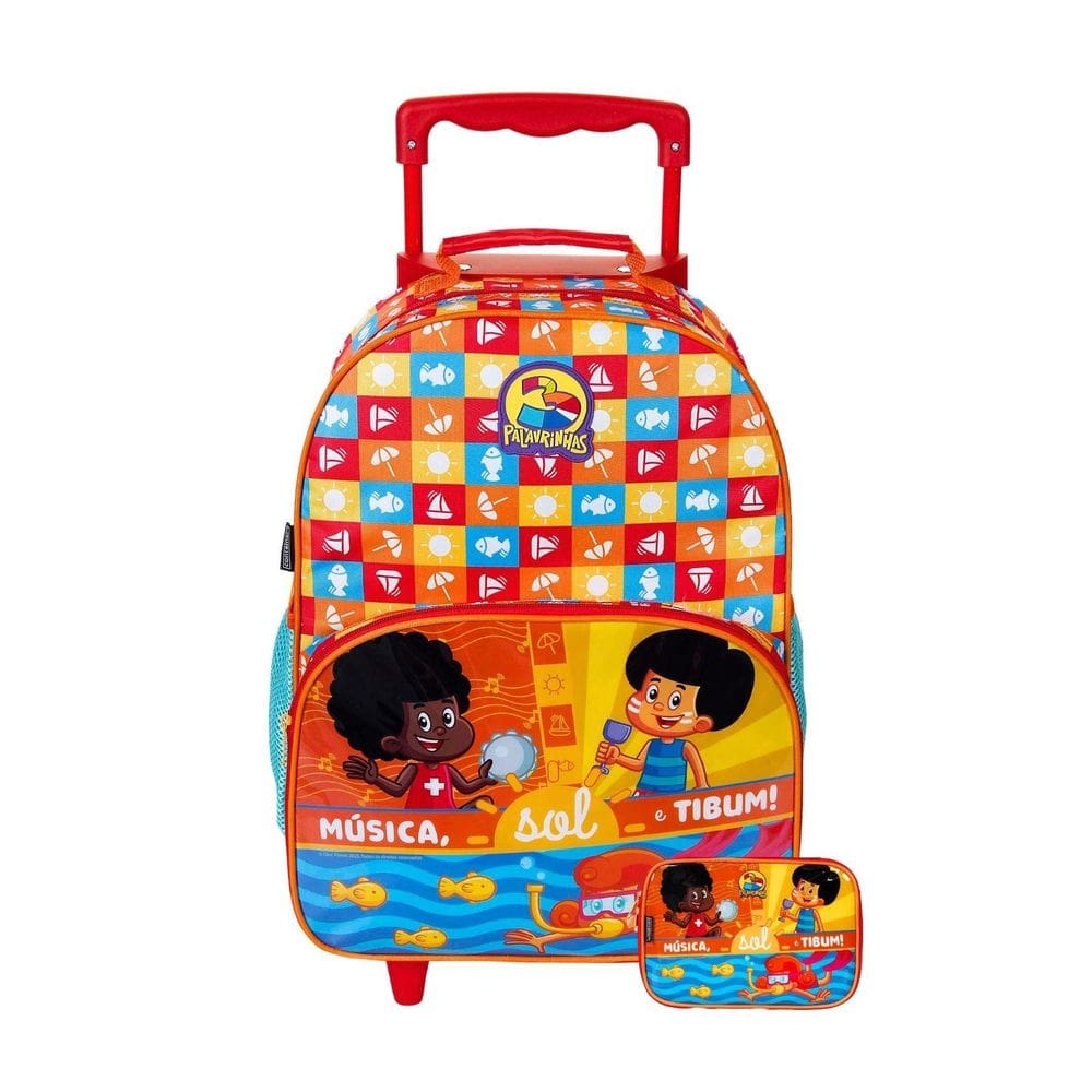 Kit Escolar Mochila De Rodas + Estojo Box 3Palavrinha