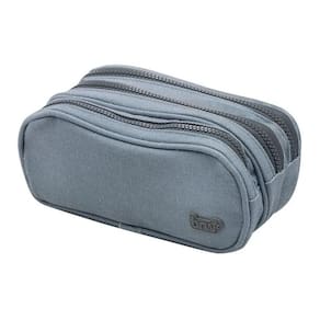 Estojo 3 Divisórias Escolar Nylon Jeans Cinza Brw
