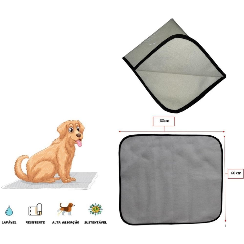Tapete Lavável Higiênico Pet, Tam M, 60X80 Cm, 01 Unidade