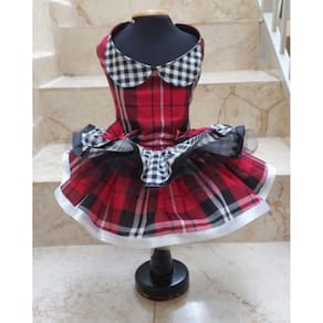 Vestido Pet Festa Junina Xadrez Luxuoso - Tamanho M