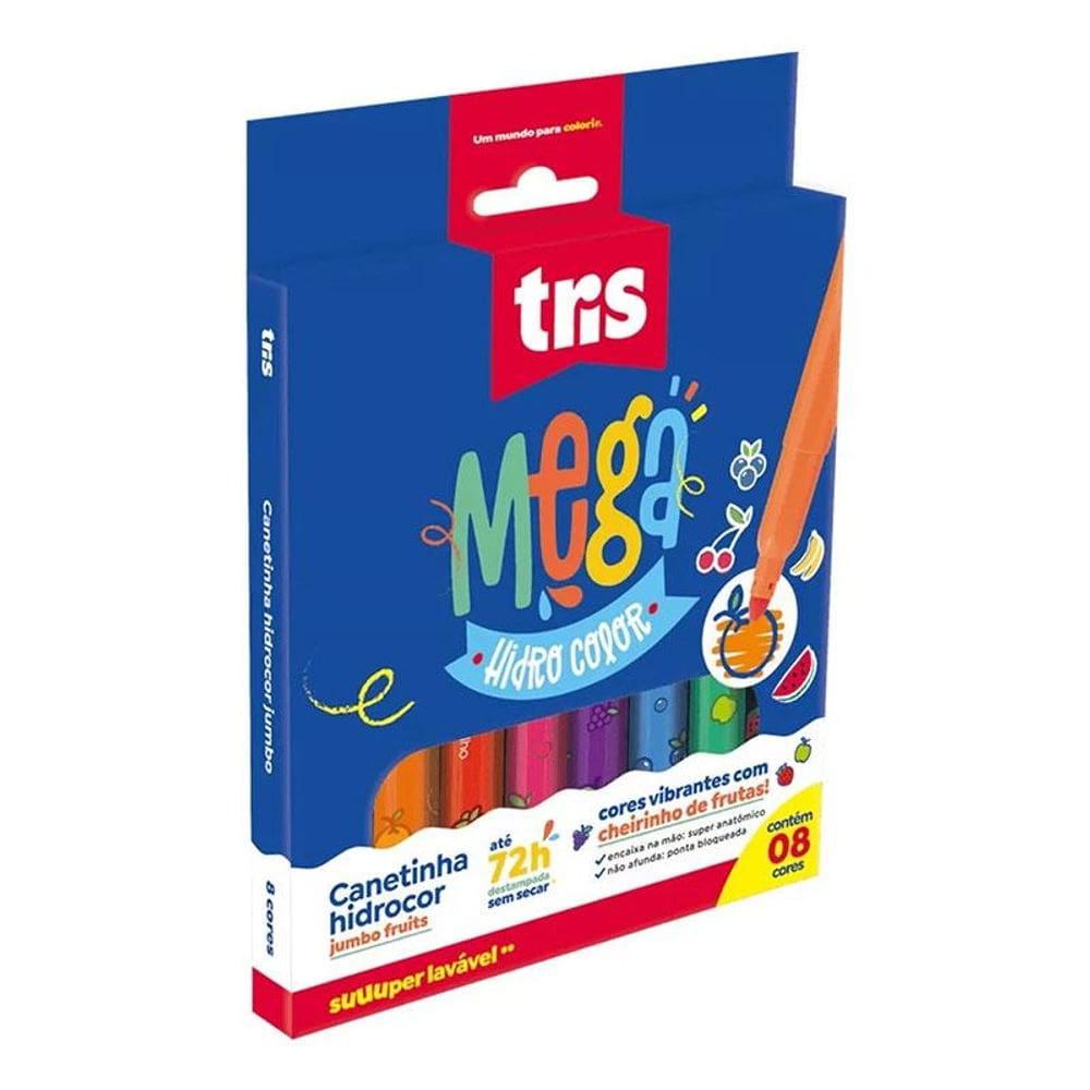Canetinha Hidrográfica Mega Fruits 607252 com Cheirinho 8 Cores - Tris