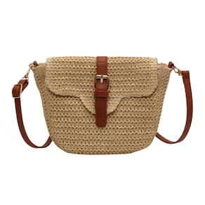 Bolsa Chic De Palha Com Alça Lateral - Bege