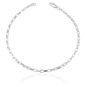 Pulseira Elo Cadeado Quadradinho Banhada a Prata