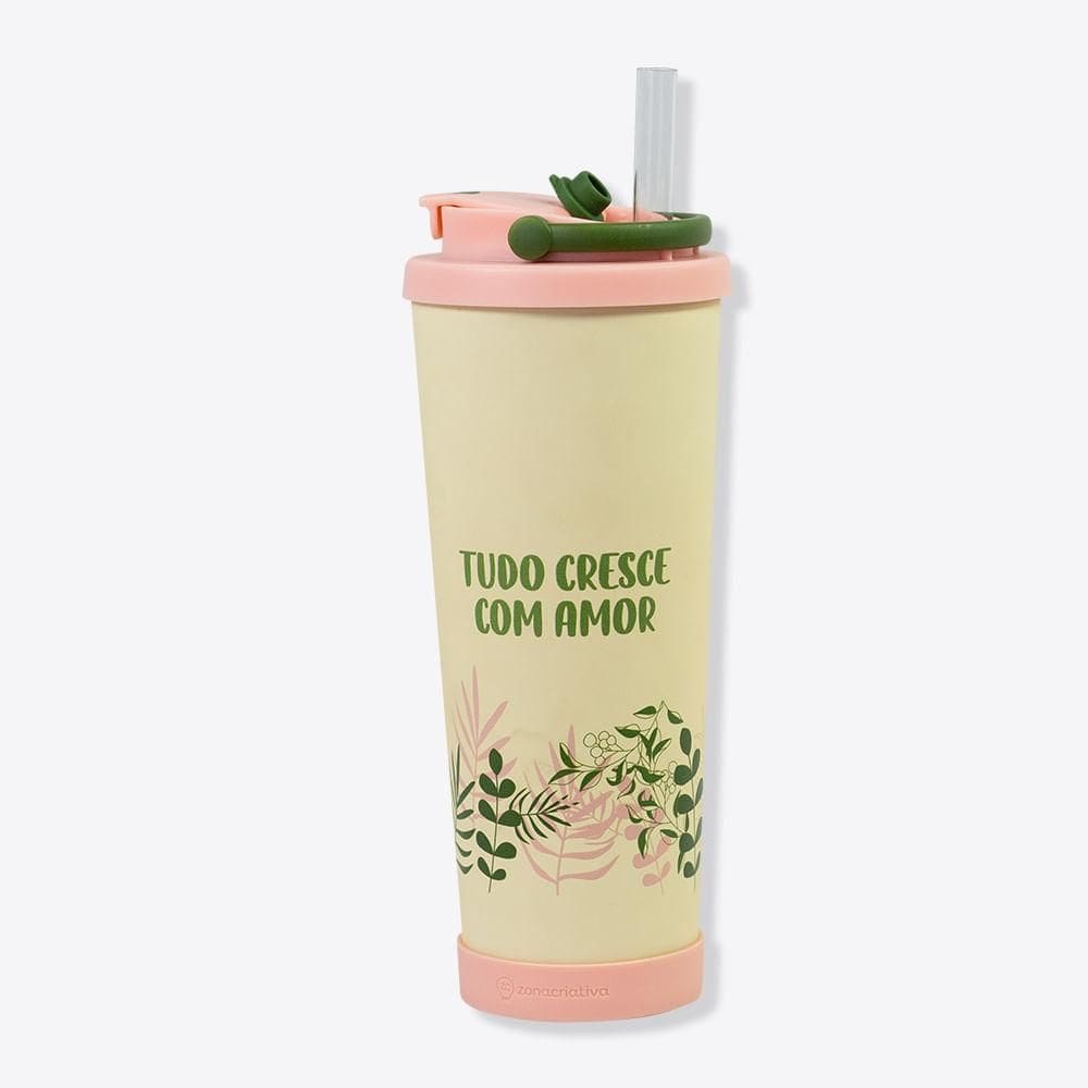Copo Spring Com Canudo Jardinagem - Zonacriativa