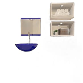 Gabinete Vidro 45Cm Ac Redonda Azul Escuro + Torneira
