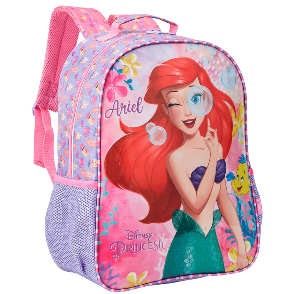 Mochila Escolar 16 Princesa Disney Ariel Rosa 40cm Xeryus 13052