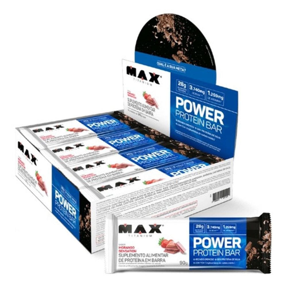 Power Protein Bar (Caixa c/ 8un de 90g) Max Titanium