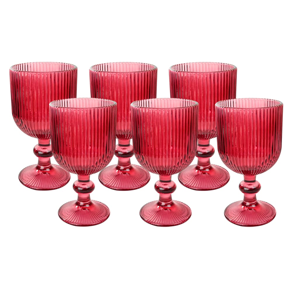 Jogo De Taças De Vidro Vermelhas Com 6 Pçs 270Ml