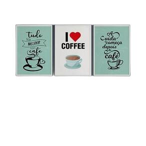 Kit 3 quadros i love coffee 45x34cm - Moldura branca