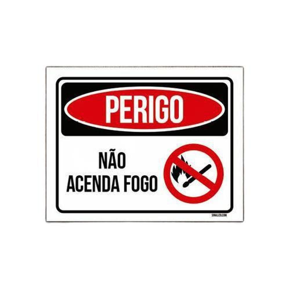 Kit 5 Placas Perigo Não Acenda Fogo