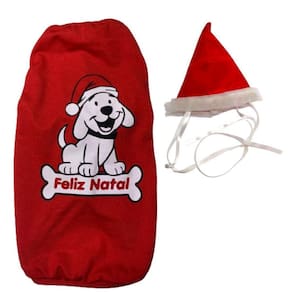 Kit Camiseta Dog Natal E Gorrinho - Para Cães E Gatos G