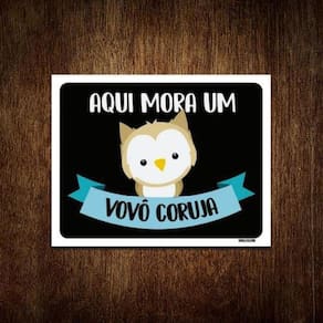 Placa Decorativa Aqui Mora Um Vovô Coruja 18X23