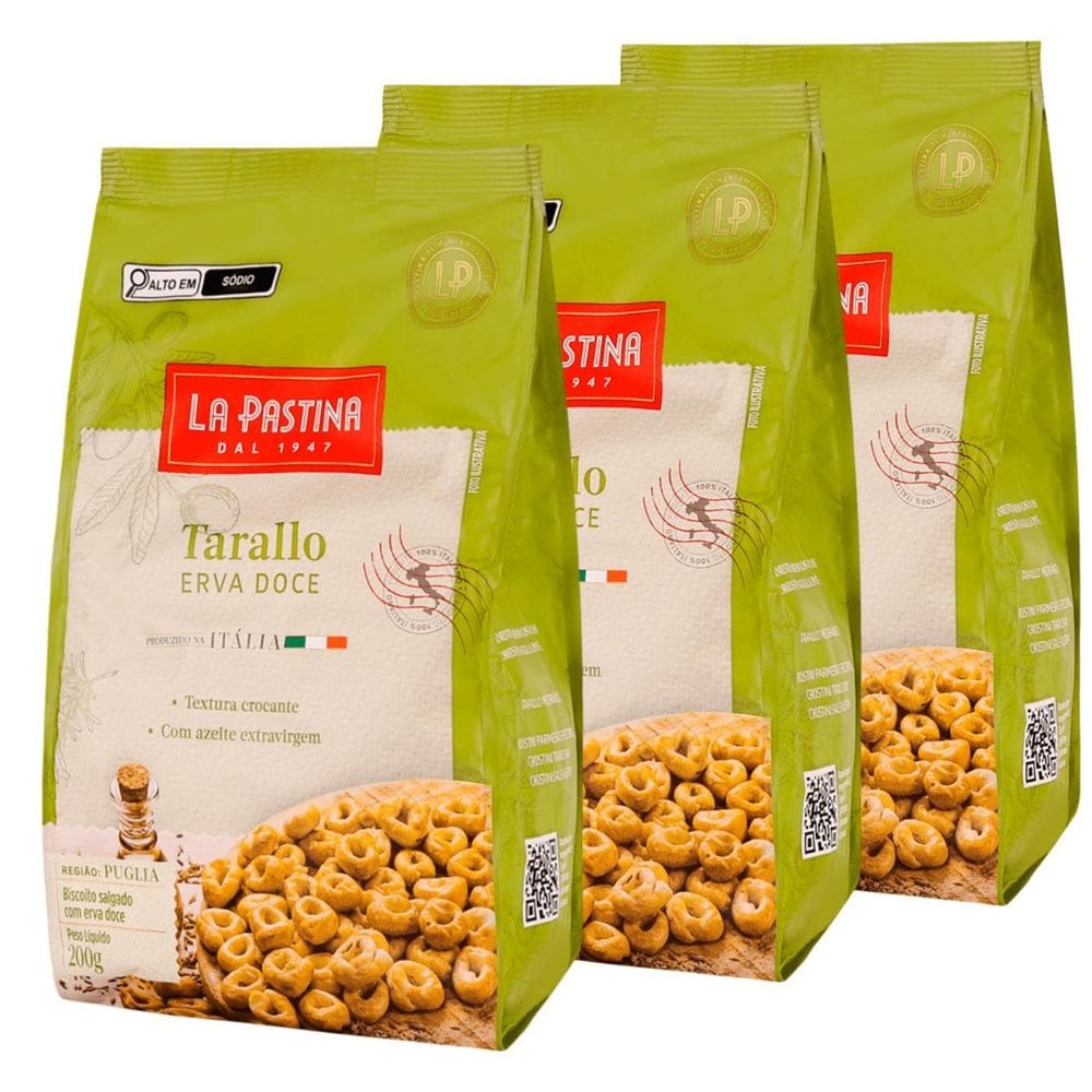 Kit 3Un Biscoito Tarallo Erva-Doce La Pastina 200G Italia