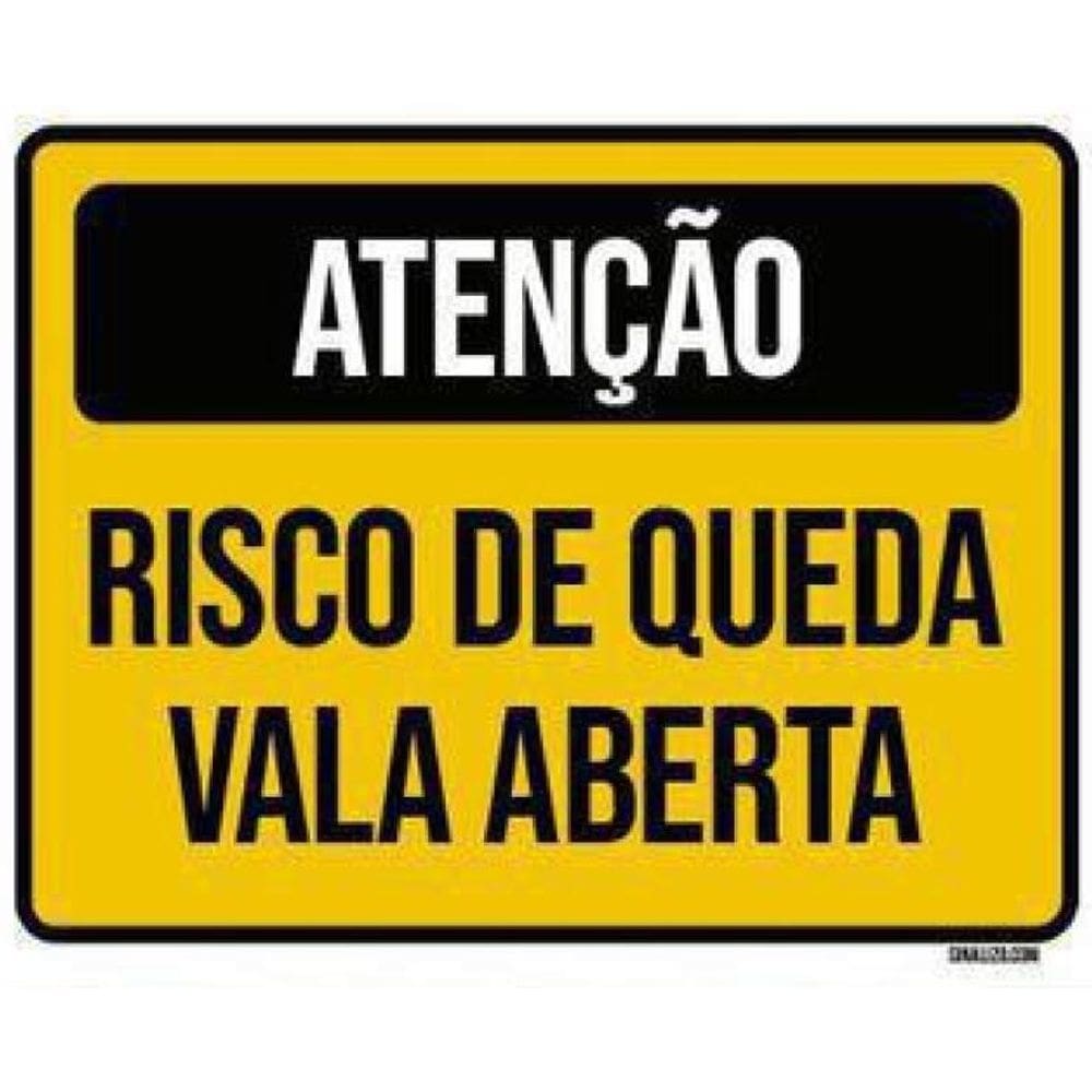 Kit 3 Placas Atenção Risco Queda Vala Aberta