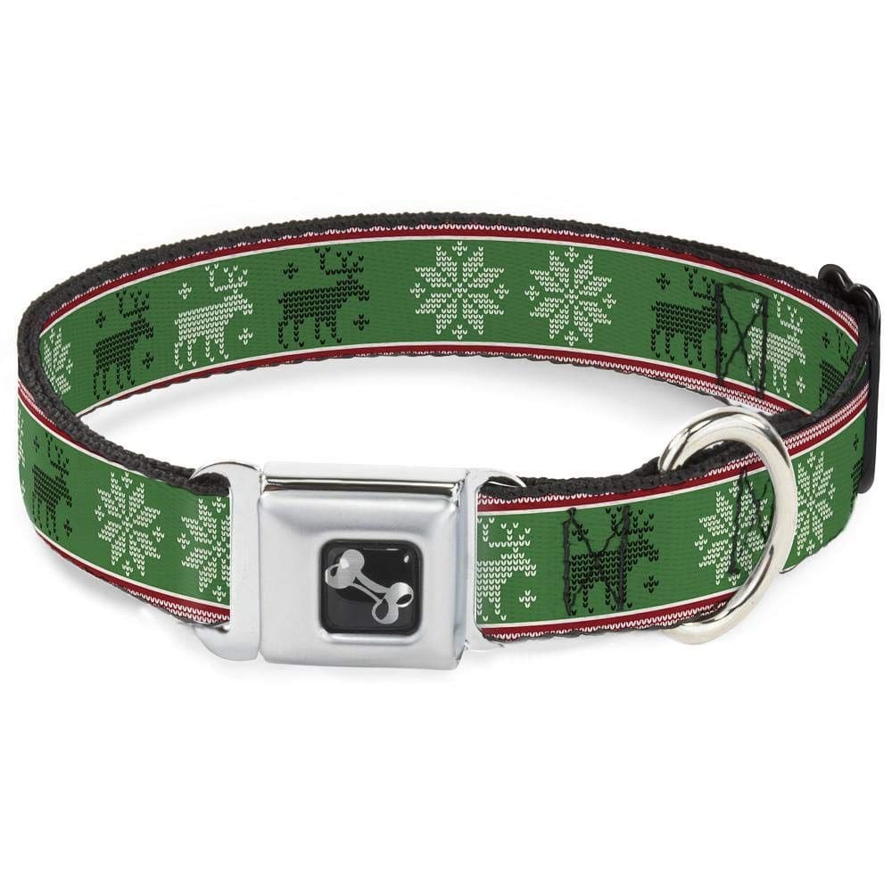Coleira para cães com fivela Christmas Stitch Moose/Snowflakes