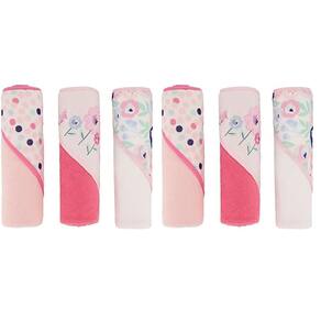 Toalhas com capuz Cudlie Buttons & Stitches Baby Girl, pacote com 6