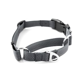 Coleira de treinamento Mighty Paw Martingale Nylon Grey para D grande