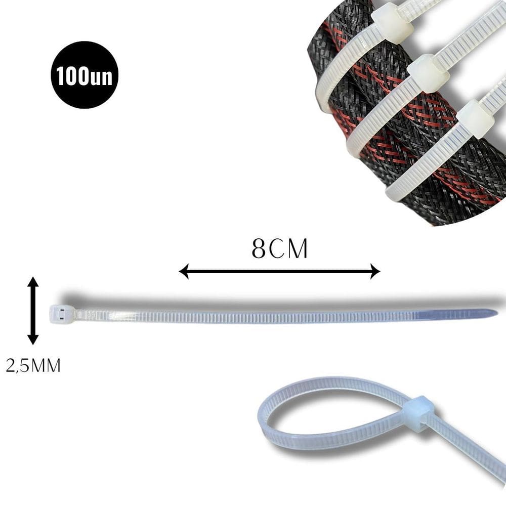 Abraçadeira Nylon Enforca 2,5 X 80Mm Kit 100 Cinta Plástica