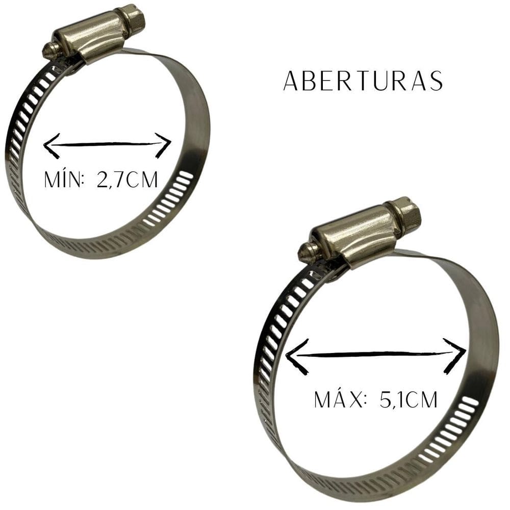 Kit 2 Un Abraçadeira Regulagem 27Mm Até 51Mm Rosca 2,7 À 5Cm