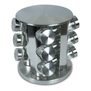 Porta Temperos Vidro Giratório Tampa Inox Condimentos