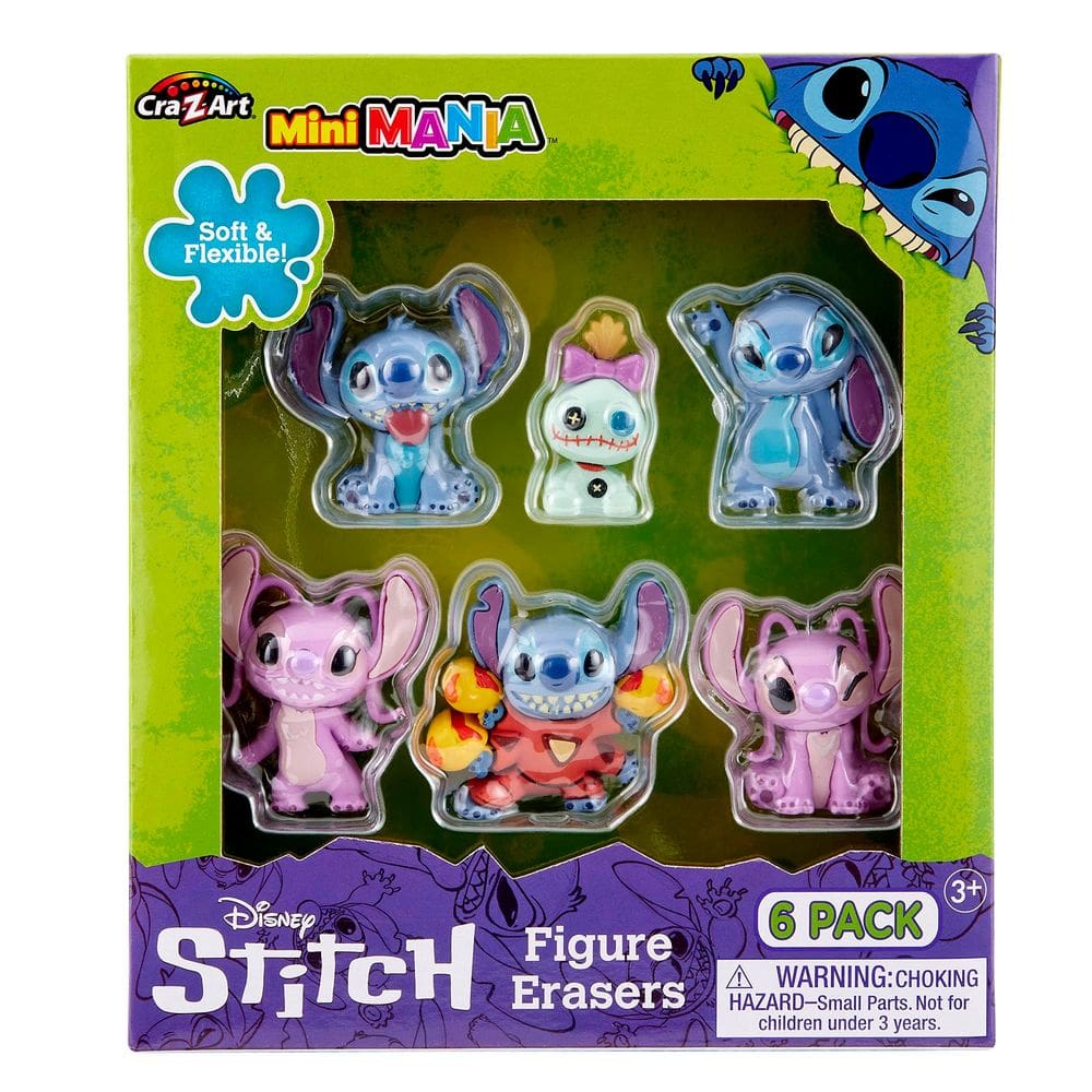Mini Figure Erasers, pacote com 6 borrachas Stitch Surprise — 6 borrachas reais