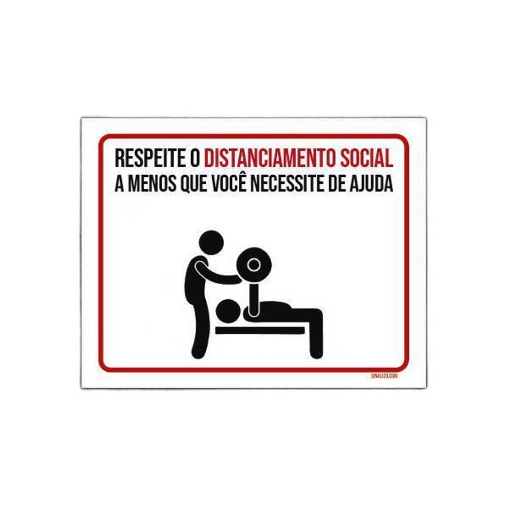 Placa Higiene Distanciamento Social Academia 36X46