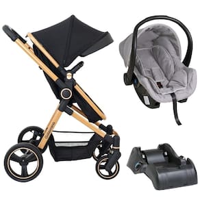 Carrinho De Bebê Galzerano Ivy Bebê Conforto Cinza E Base