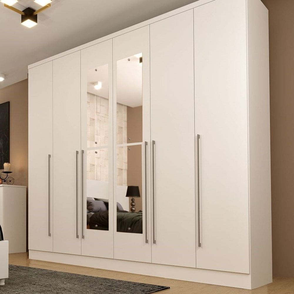 Guarda Roupa Casal 6 Portas 8 Gavetas com Espelho Portugal 270cm Espresso Móveis Neve