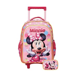 Kit Escolar Mochila Rodinha+Estojo Box Minnie Mouse