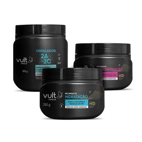 Kit Vult Cabelos Hidratação Reconstrução Ondulados 2A 2C (3 Produtos)