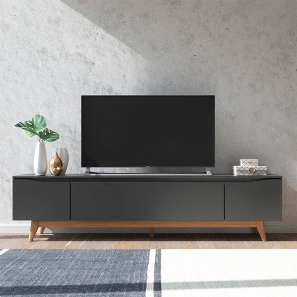 Rack para TV até 75 Polegadas Flynt Preto e Natural 219 cm