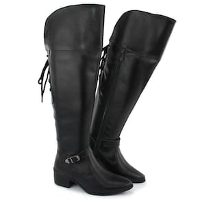 Bota Feminina Over The Knee Casual Fechamento Zíper Moderna