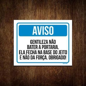 Kit 10 Placas Aviso Gentileza Não Bater A Porta