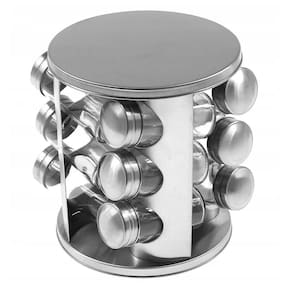 Conjunto Porta Temperos Vidro Giratório Tampa Inox Completo