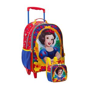 Kit Escolar Mochila De Rodinha + Lancheira Branca De Neve