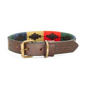 Coleira para cães GauchoLife Polo em couro costurada à mão, grande, marrom