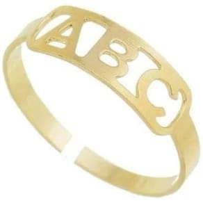 Anel Regulável Abc Infantil Banhado A Ouro - Anel Formatura