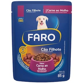 Sachê Ração Úmida Cão Filhote Sabor Carne Ao Molho 85G Faro