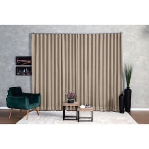 Cortina Microfibra Com Voil 4,00x2,50 Para Trilho Suíço avelã