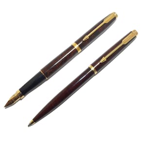 Conjunto Parker 75 Caneta Tinteiro 14K Esf Laque Thuya Nos