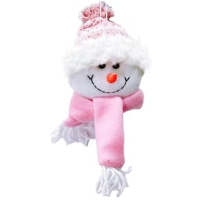 Enfeite Natalino Carinha de Boneco de Neve Tricot Cute Rosé - Magizi