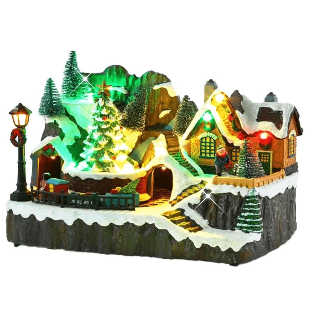 Vila Natalina Mini Cenário Natal Luz Trem Em Movimento