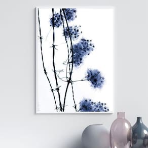 Quadro Fotografia Flores Do Campo Azul 45X34Cm - Com Vidro