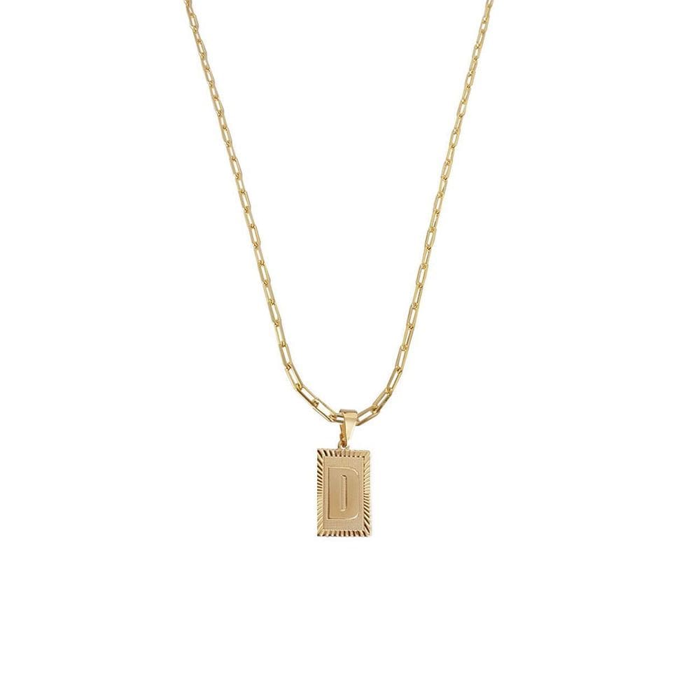 Cordão 45Cm Masculino Feminino Pingente Letra D Banhado Ouro