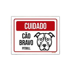 Placa Cuidado Cão Cachorro Bravo Pitbull 36X46