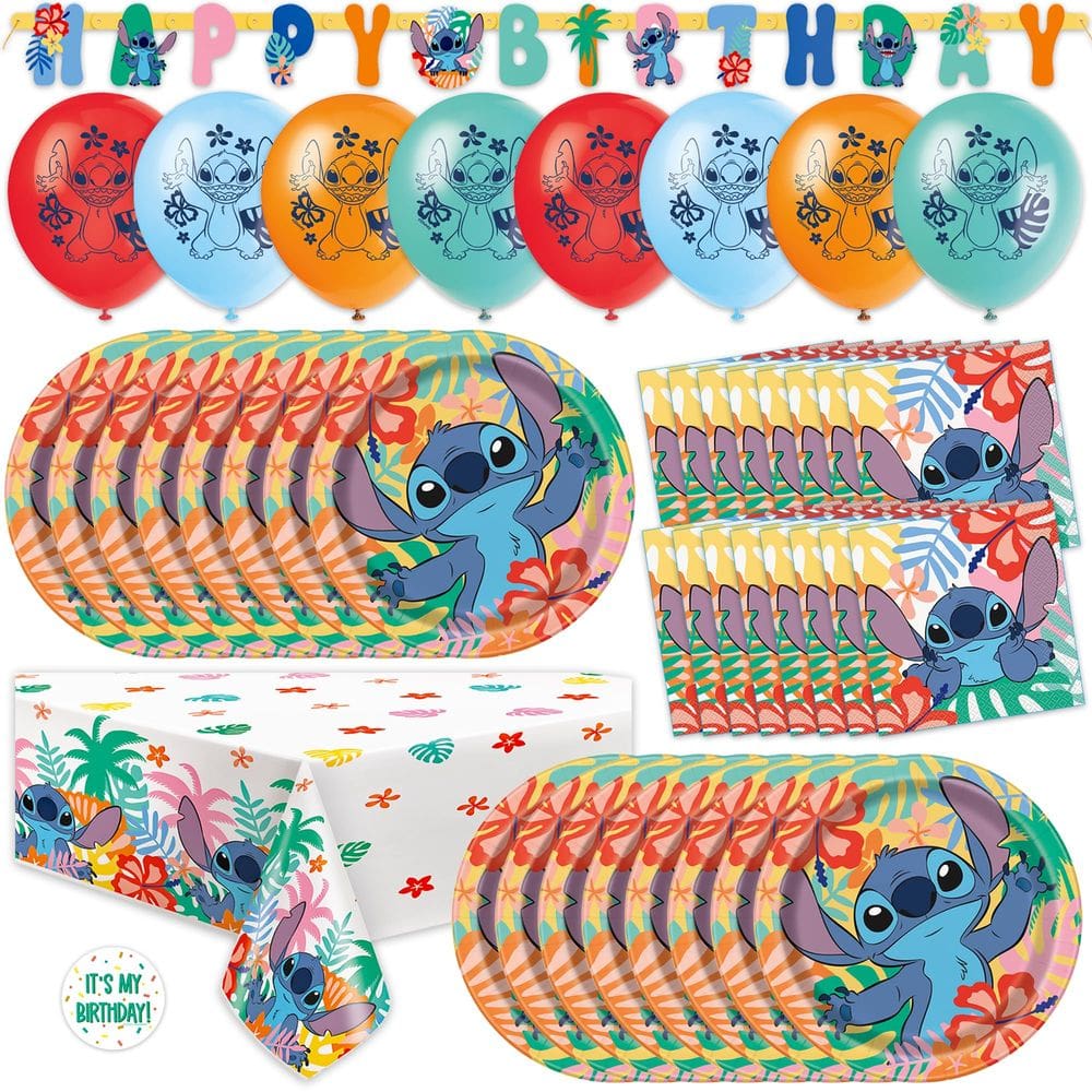 Conjunto de decorações de festa de aniversário Lilo and Stitch para 16