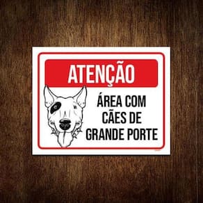 Placa Atenção Área Cães Grande Porte Pitbull 18X23
