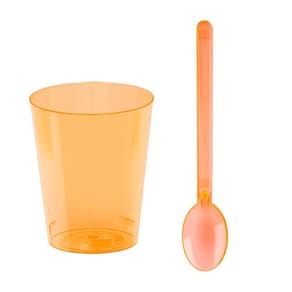 Kit 50 uni Copo Para Doce Mousse Brigadeiro 50ML Colorido + 50 Colherzinha